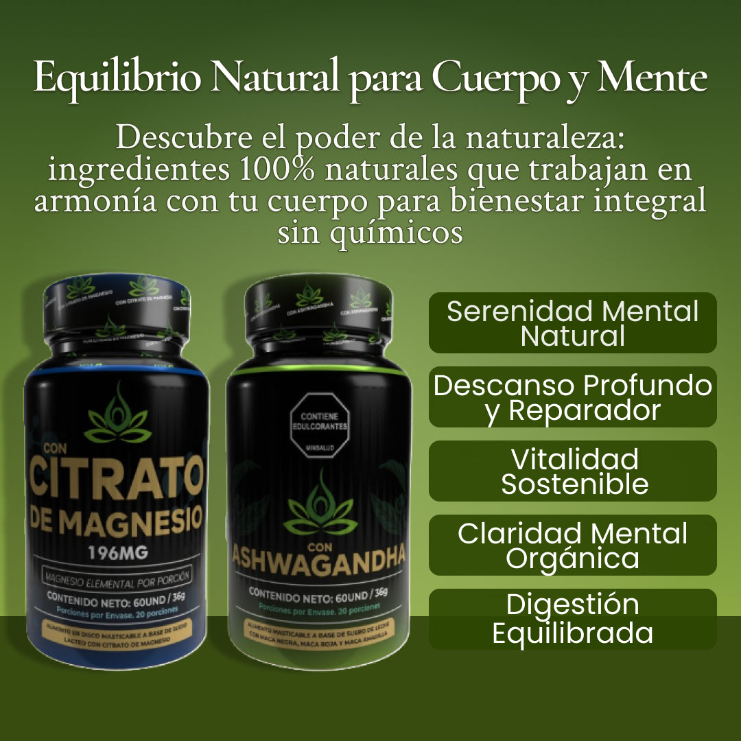 Combo Natural Magnesio + Ashwagandha - Equilibrio Total